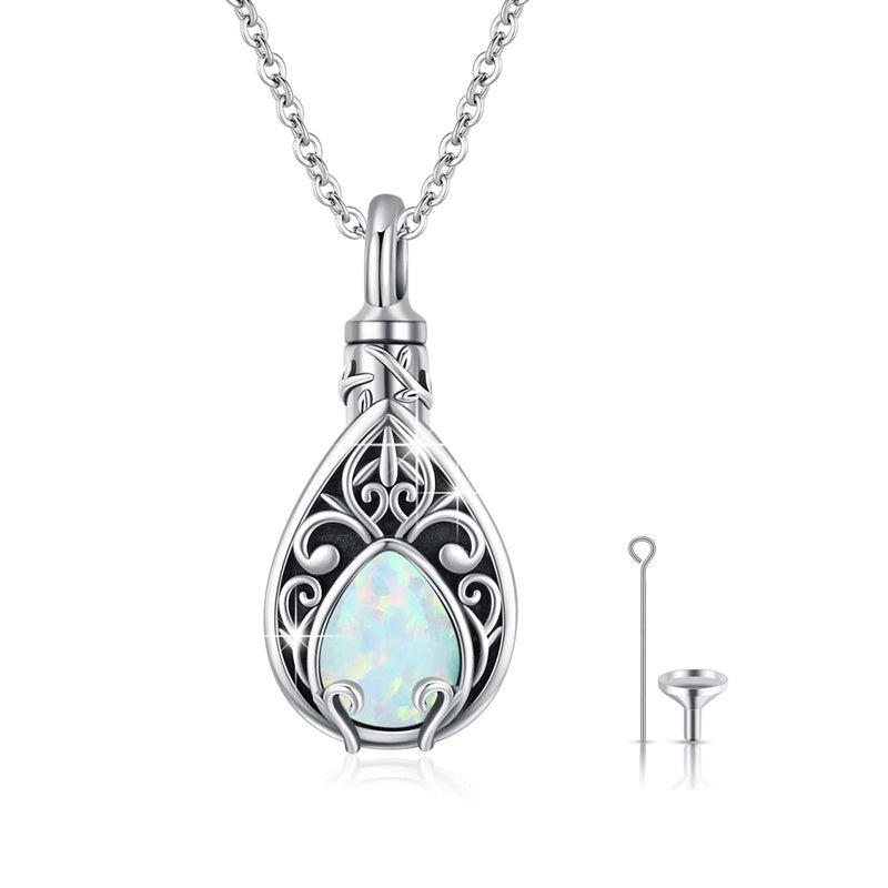 Sterling Silver TearDangle Moonstone Urn Necklace for Ashes