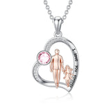 Sterling Silver Father Daughter Heart Pendant Necklace from Dad Gift for Daughter