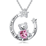 Sterling Silver Birthstone Teddy Bear Pendant Necklace