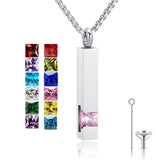 Stainless Steel Birthstones Cross Urn Necklaces for Ashes