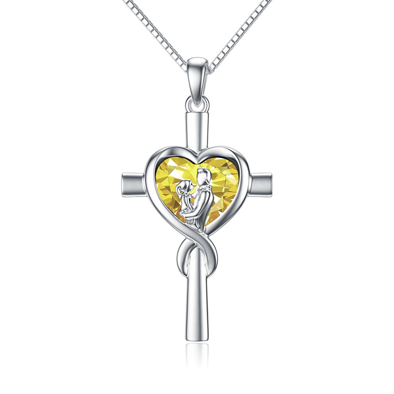 Sterling Silver Father Daughter Heart Pendant Necklace from Dad Gift for Daughter
