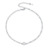 Sterling Silver Diamond Cut 3mm Round Birthstone Single Layer Anklet