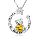 Sterling Silver Birthstone Teddy Bear Pendant Necklace