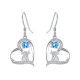 Sterling Silver Birthstone Highland Cow Dangle Earrings