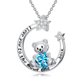Sterling Silver Birthstone Teddy Bear Pendant Necklace