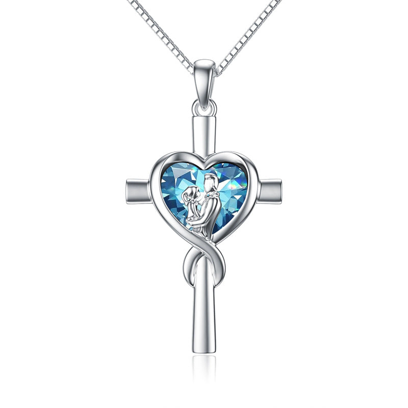 Sterling Silver Father Daughter Heart Pendant Necklace from Dad Gift for Daughter