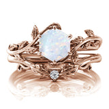 Sterling Silver Natural Moss Agate Blue Sandstone Opal Set Ring