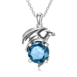 Sterling Silver Birthstone Dragon Pendant Necklace