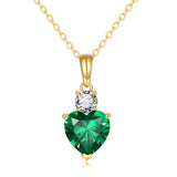 10K Gold 14K Gold 18K Gold Heart Emerald Heart Pendant With Cubic Zirconia Necklace