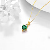 10K Gold 14K Gold 18K Gold Heart Emerald Heart Pendant With Cubic Zirconia Necklace