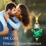 10K Gold 14K Gold 18K Gold Heart Emerald Heart Pendant With Cubic Zirconia Necklace