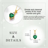 10K Gold 14K Gold 18K Gold Heart Emerald Heart Pendant With Cubic Zirconia Necklace
