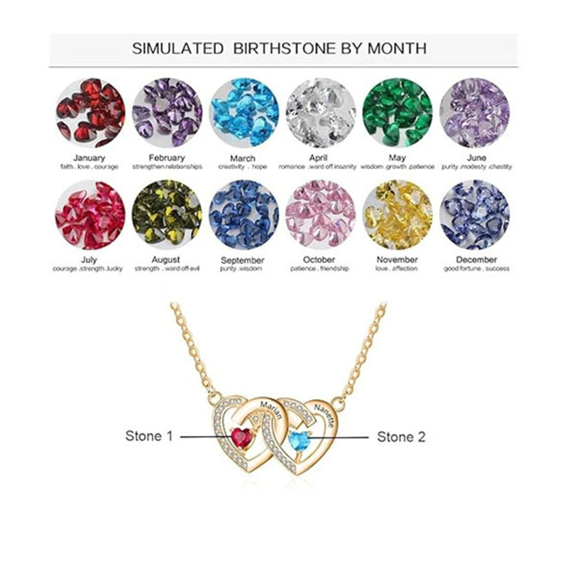 10K Gold 14K Gold 18K Gold Heart Cubic Zirconia Personalized Birthstone Name Pendant Necklace