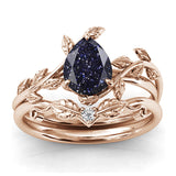 Sterling Silver Natural Moss Agate Blue Sandstone Opal Set Ring