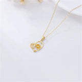 10K Solid Yellow Gold Rose Flower Pendant Necklace
