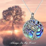 Sterling Silver Tree of Life Urn Necklaces Abalone Opal Shell Cremation Jewelry for Ashes