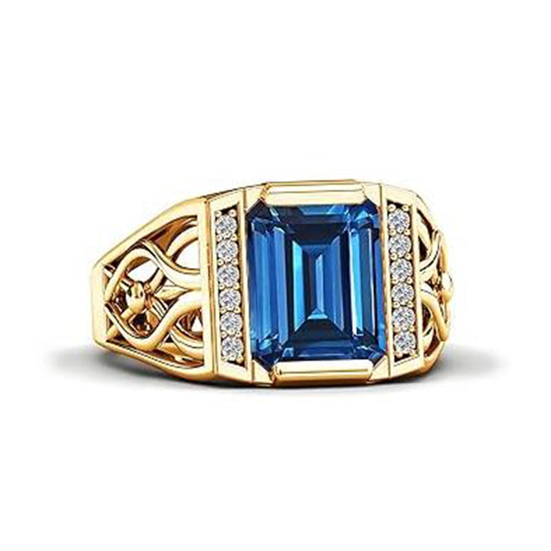 Sterling silver 10K 14K 18K Gold Emerald Cut 4 Carat Mens Gemstone Engagement Ring Promise Ring for Men
