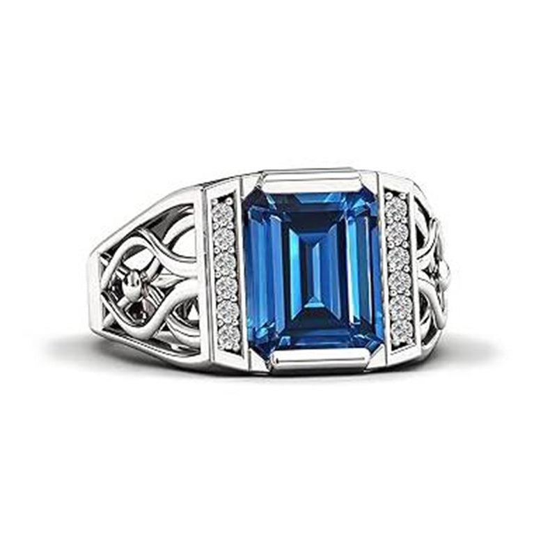 Sterling silver 10K 14K 18K Gold Emerald Cut 4 Carat Mens Gemstone Engagement Ring Promise Ring for Men