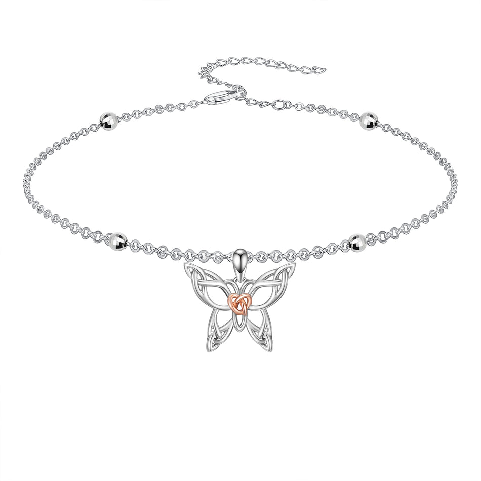 Sterling Silver Birthstone Dragonfly Butterfly Anklet & Irish Single Layer Anklet