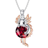 Sterling Silver Birthstone  Axolotl Pendant Necklace