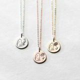 Sterling Silver Personalized Birth Flower Cat Pendant Necklace