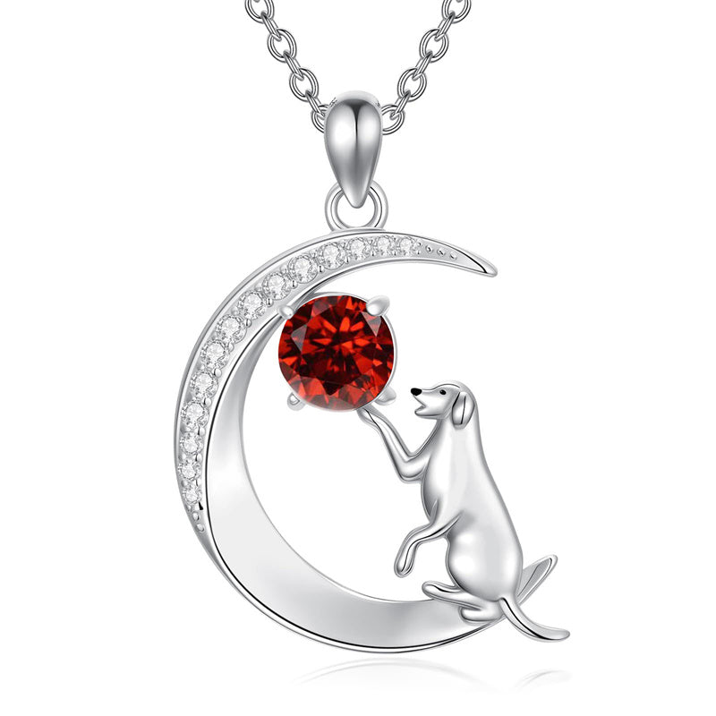 Sterling Silver Birthstone Cat Dog Monkey Pendant Necklace