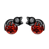 Sterling Silver Birthstone Cat Stud Earrings