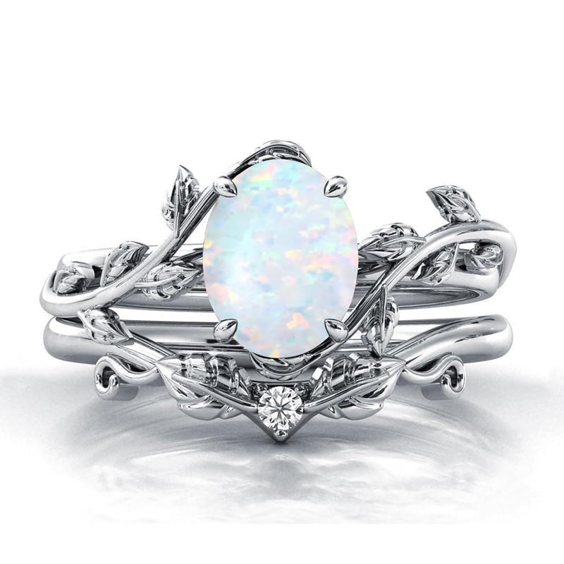 Sterling Silver Natural Moss Agate Blue Sandstone Opal Set Ring