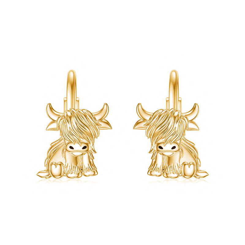Sterling Sliver Highland Cow Stud  Dangle Earrings