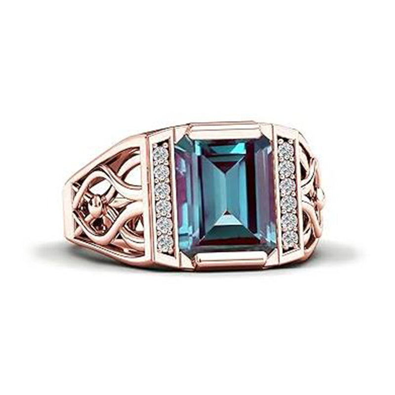 Sterling silver 10K 14K 18K Gold Emerald Cut 4 Carat Mens Gemstone Engagement Ring Promise Ring for Men