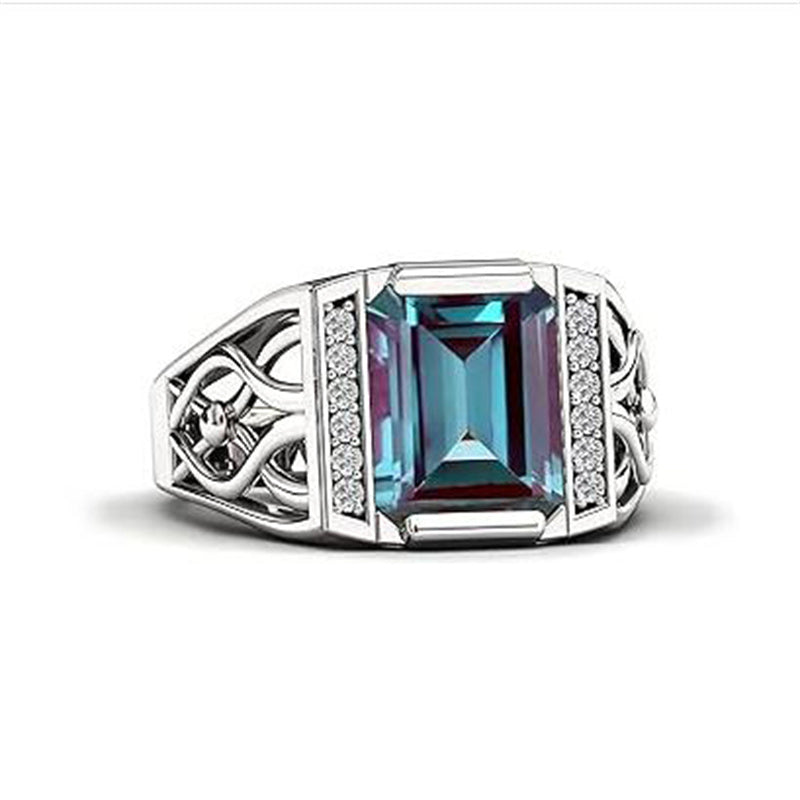 Sterling silver 10K 14K 18K Gold Emerald Cut 4 Carat Mens Gemstone Engagement Ring Promise Ring for Men