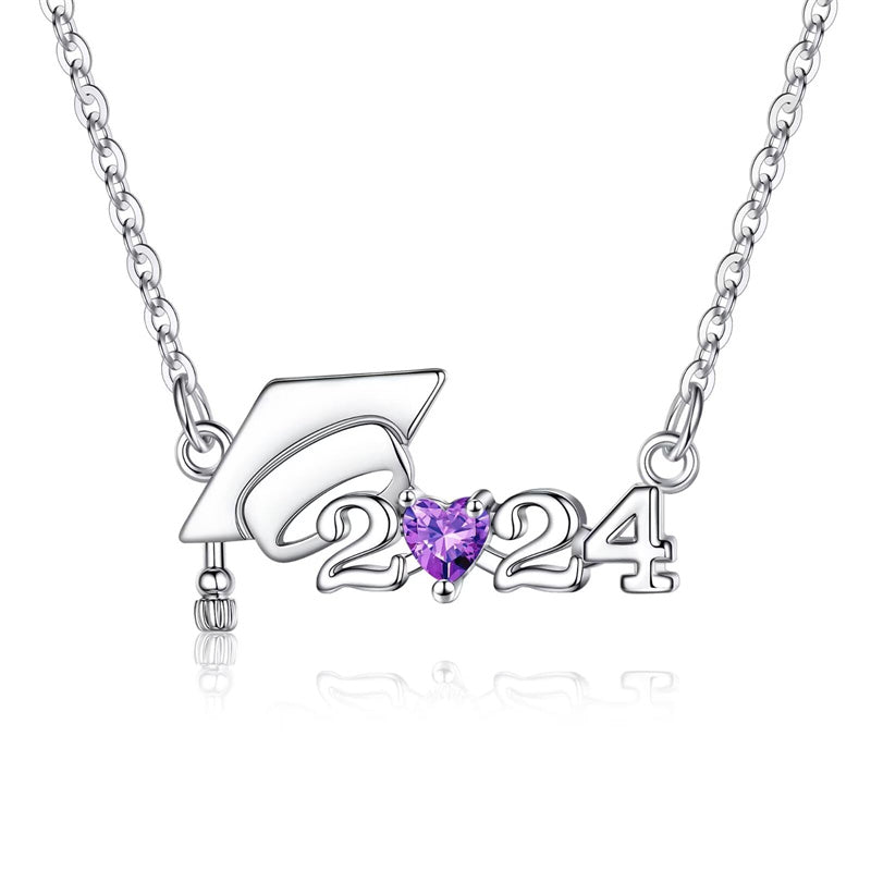 Sterling Sliver  Class of 2024 Graduation Pendant Necklace
