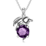 Sterling Silver Birthstone Dragon Pendant Necklace