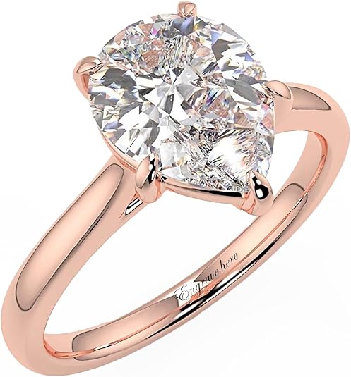 2ct 10K/14K/18K Gold Round Pear Oval Princess Cut Moissanite Engagement Ring
