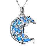 Sterling Silver Tree of Life Urn Necklaces Abalone Opal Shell Cremation Jewelry for Ashes