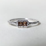 Sterling Silver Natural Moss Agate  Ring with Opal, Blue Topaz, Baguette, and Cubic Zirconia