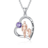 Sterling Silver Father Daughter Heart Pendant Necklace from Dad Gift for Daughter