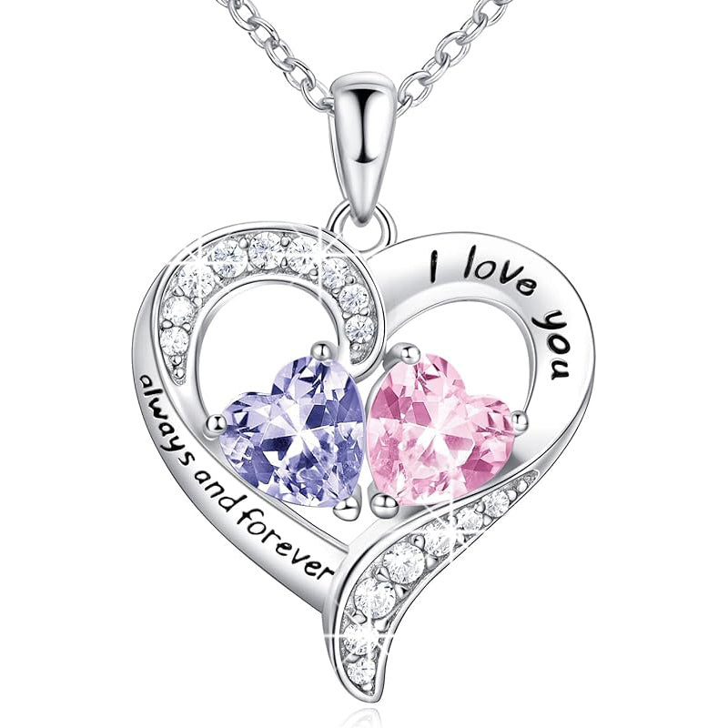 Sterling Silver Personalized Engraved Birthstone Pendant Necklace