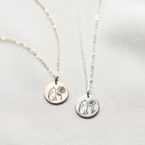 Sterling Silver Personalized Birth Flower Cat Pendant Necklace