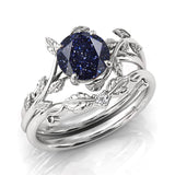 Sterling Silver Natural Moss Agate Blue Sandstone Opal Set Ring