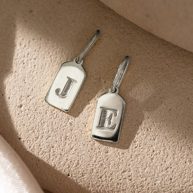 Sterling Silver and 14K Gold Personalized Engraved Initial Charm Pendant Necklace