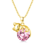 Sterling Silver Birthstone Cat Pendant Necklace