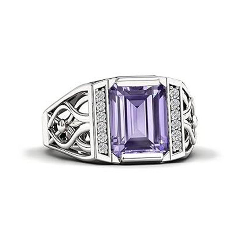 Sterling silver 10K 14K 18K Gold Emerald Cut 4 Carat Mens Gemstone Engagement Ring Promise Ring for Men