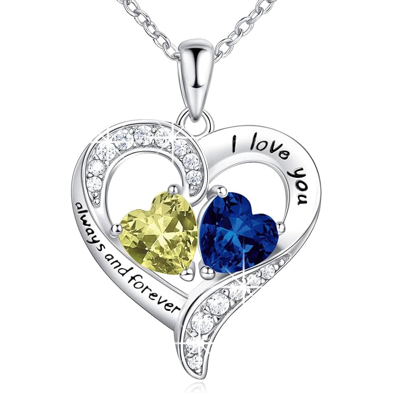 Sterling Silver Personalized Engraved Birthstone Pendant Necklace