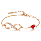 Sterling Silver CZ Infinity Heart Symbol Charm  Pendant Bracelet