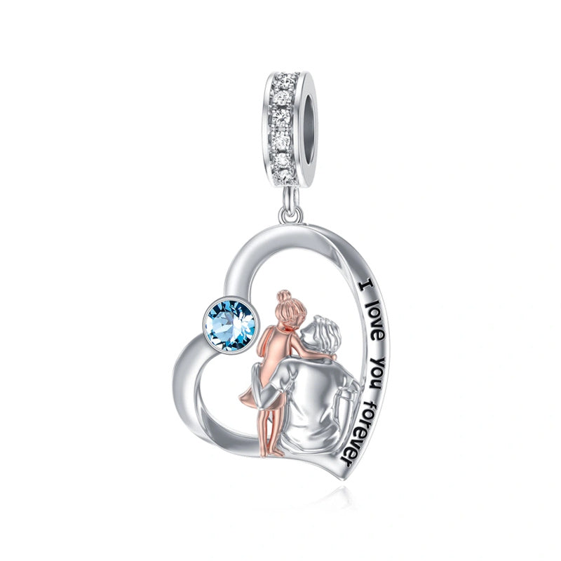 Sterling Silver Father Daughter Mother Daughter Charm Beads
