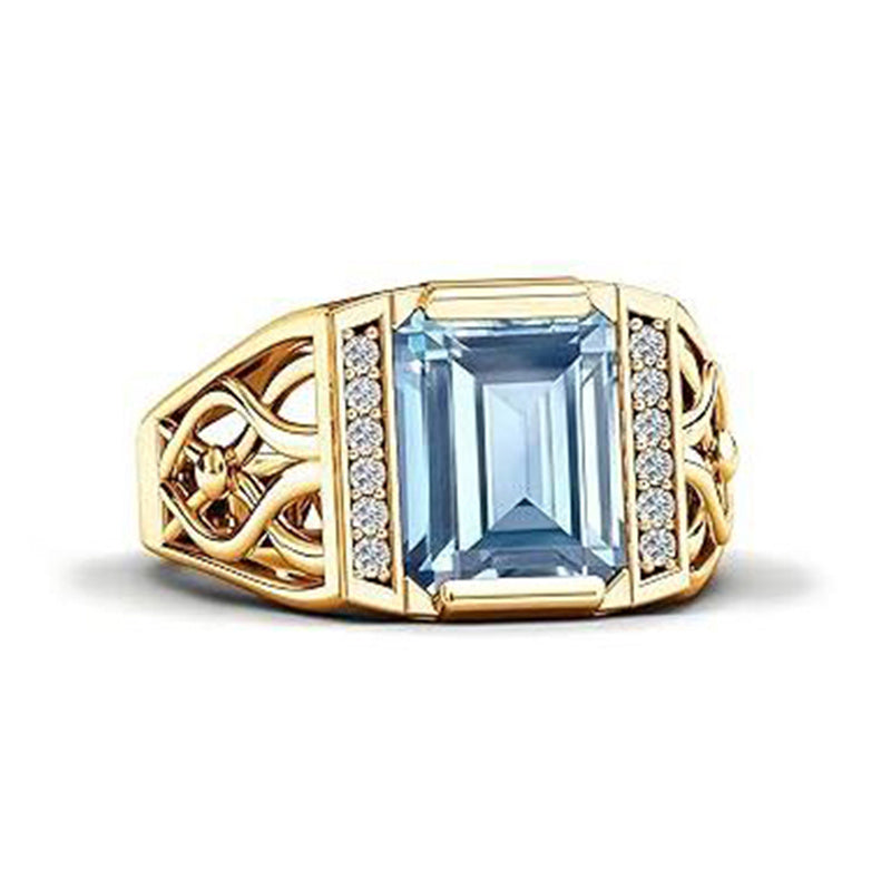 Sterling silver 10K 14K 18K Gold Emerald Cut 4 Carat Mens Gemstone Engagement Ring Promise Ring for Men