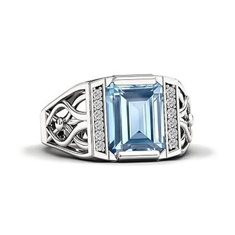 Sterling silver 10K 14K 18K Gold Emerald Cut 4 Carat Mens Gemstone Engagement Ring Promise Ring for Men