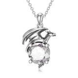Sterling Silver Birthstone Dragon Pendant Necklace