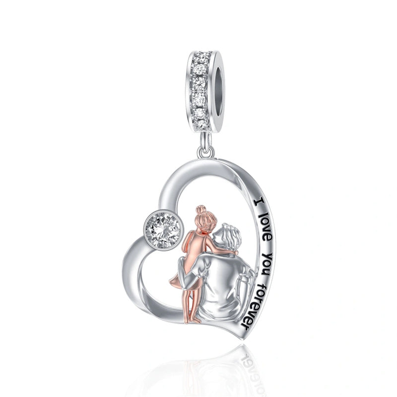 Sterling Silver Father Daughter Mother Daughter Charm Beads